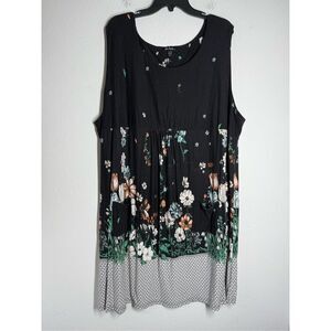 Ulla Popken Women Cotton Blend Dress Floral Pattern Sz 28/30 See Description